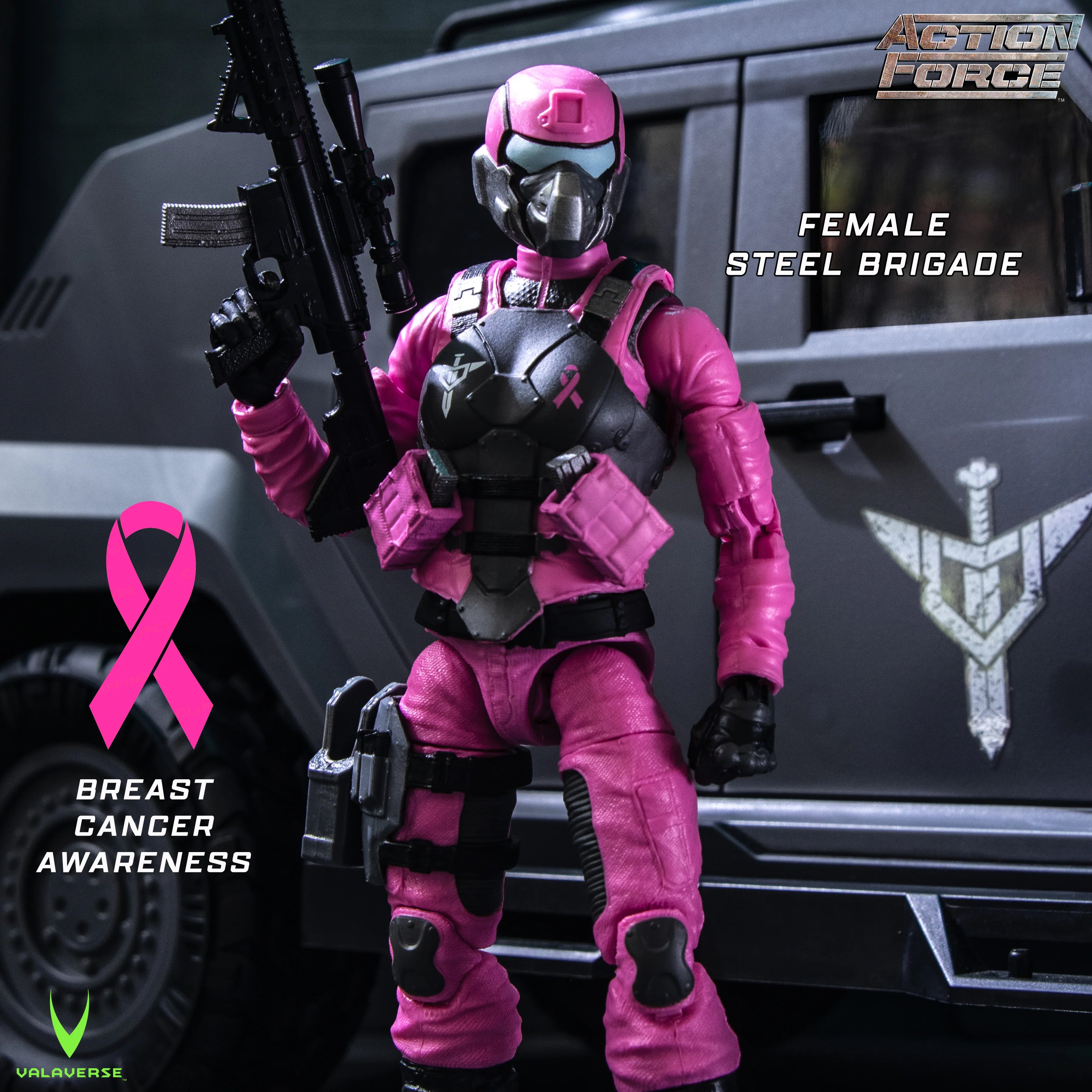 Steel Brigade Female Soldier (Breast Cancer Awareness Version) - Action Force 1/12 Scale Action Figure