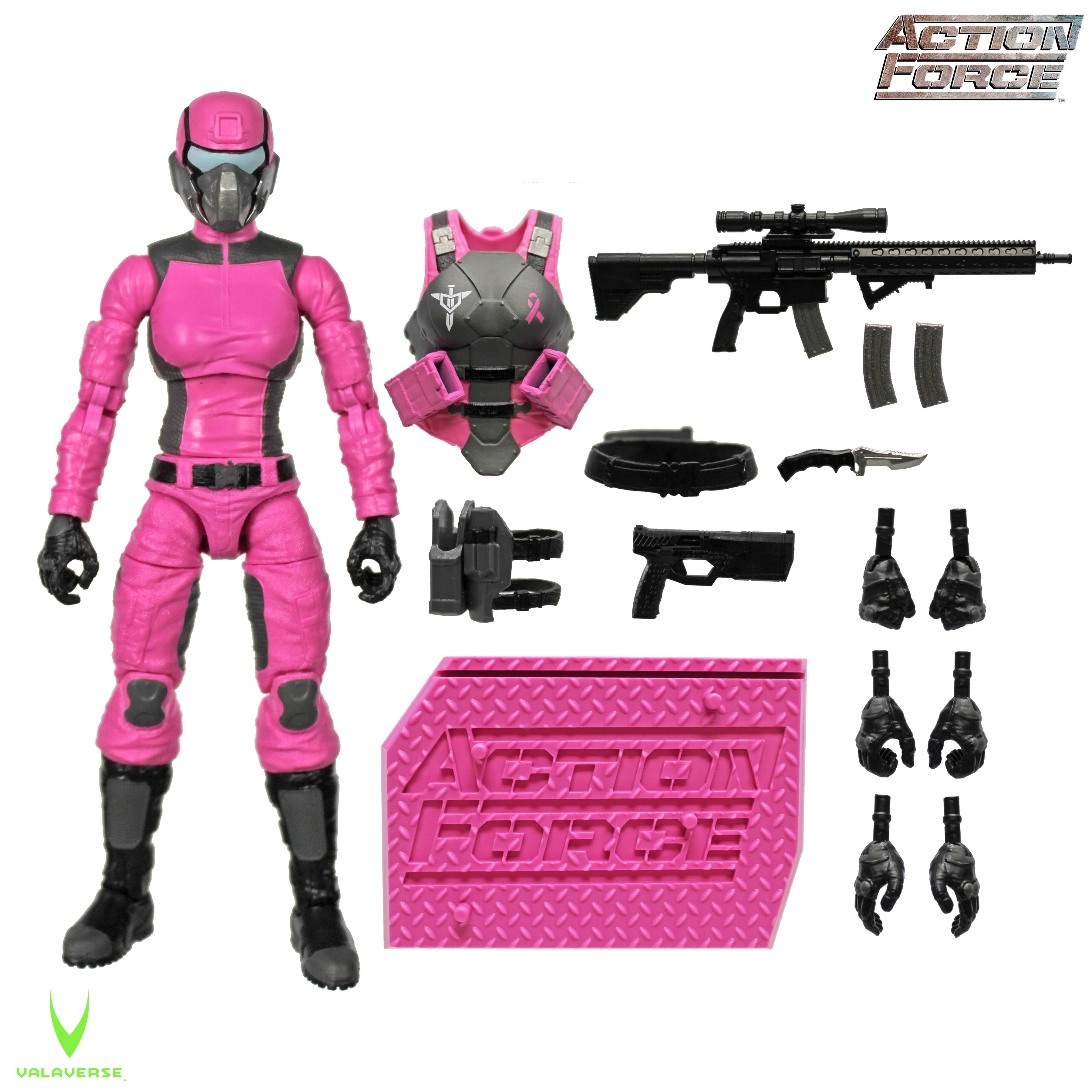 Steel Brigade Female Soldier (Breast Cancer Awareness Version) - Action Force 1/12 Scale Action Figure