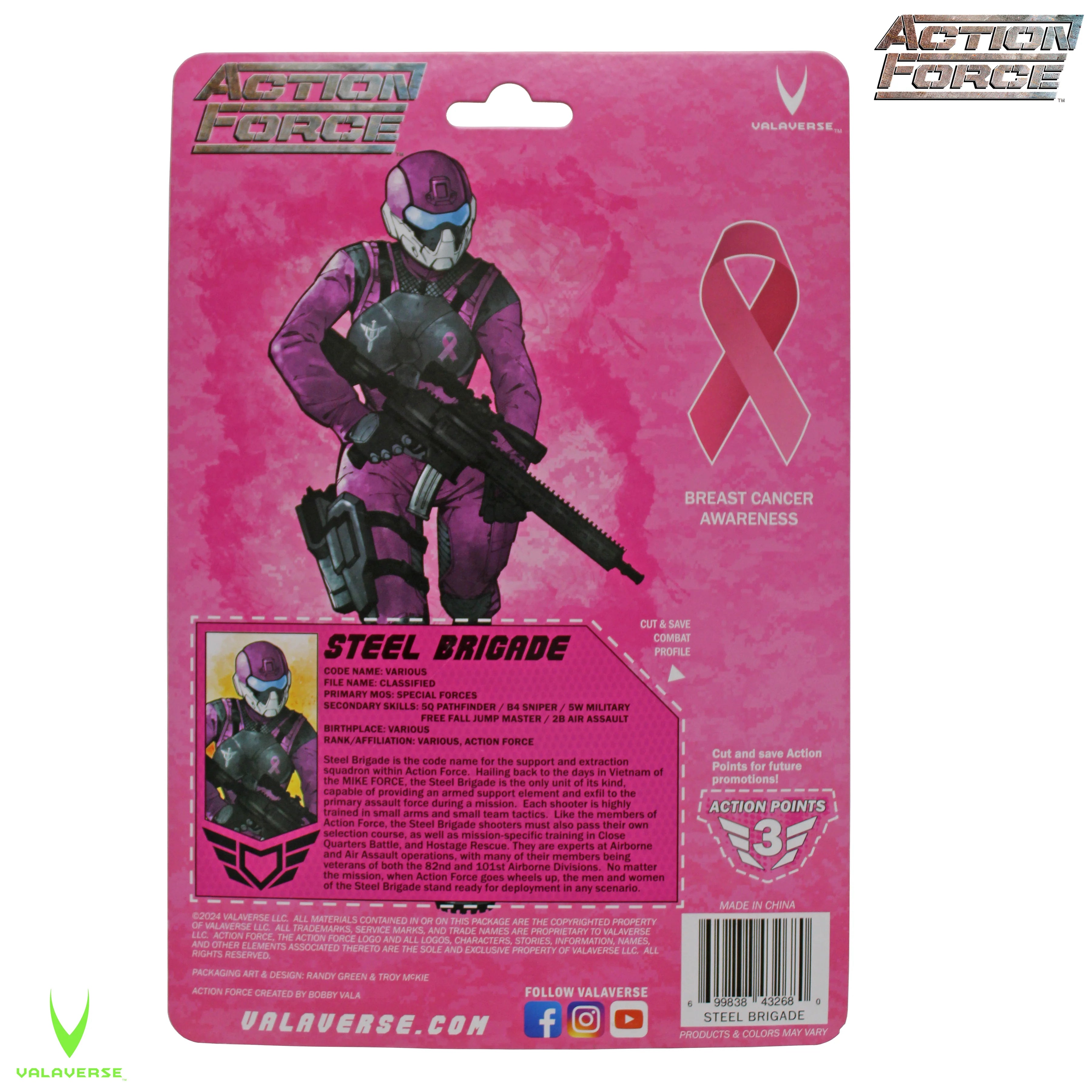 Steel Brigade Female Soldier (Breast Cancer Awareness Version) - Action Force 1/12 Scale Action Figure