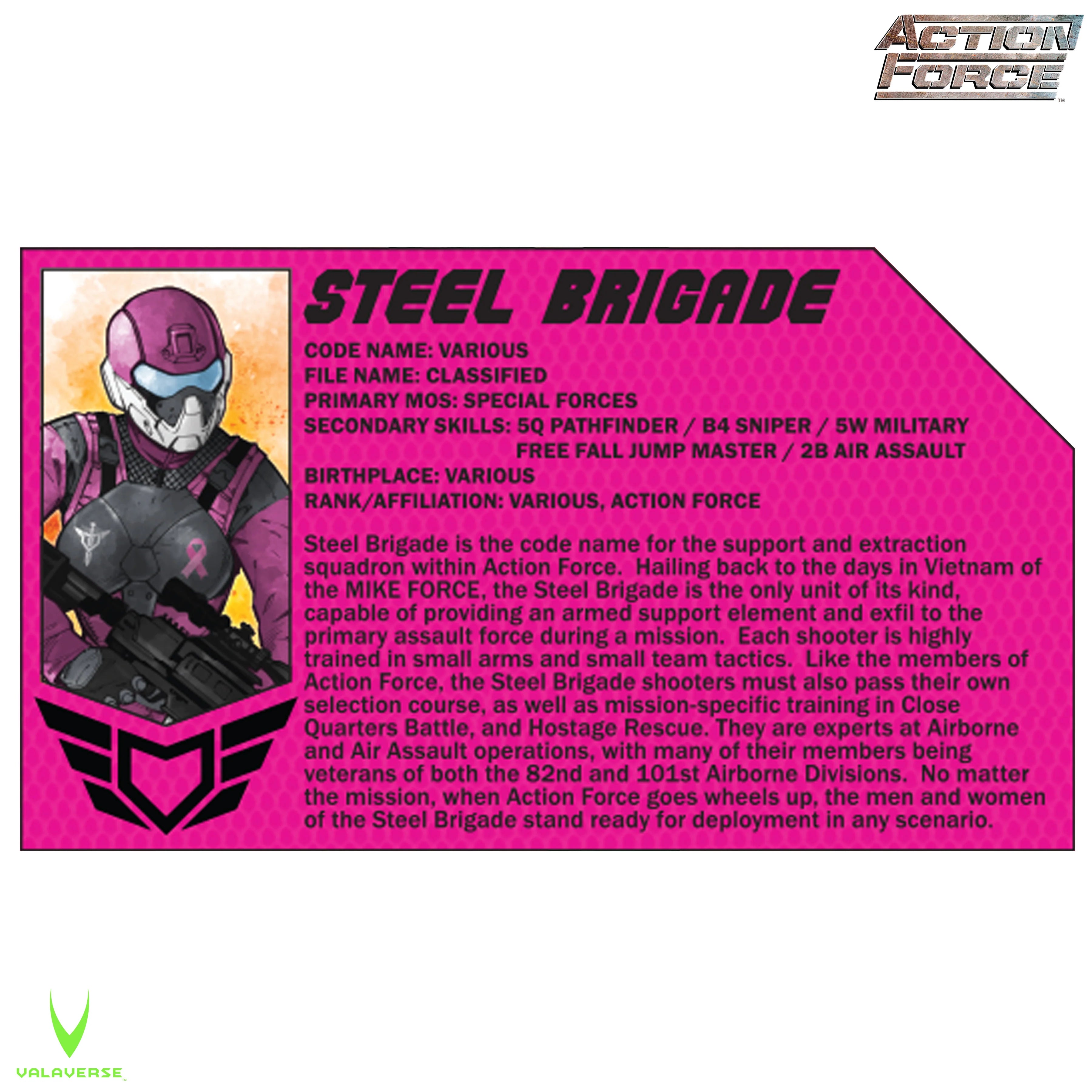 Steel Brigade Female Soldier (Breast Cancer Awareness Version) - Action Force 1/12 Scale Action Figure