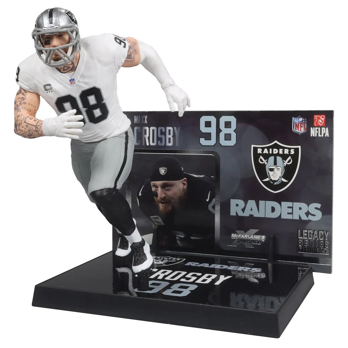 Maxx Crosby (White Jersey) Platinum Chase - Las Vegas Raiders NFL SportsPicks 2024 Posed Figure